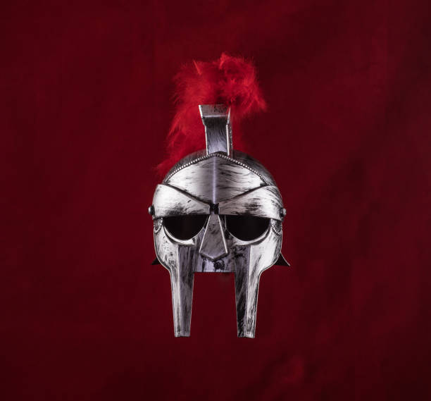 istock spartan helmet on a red background 1132821986
