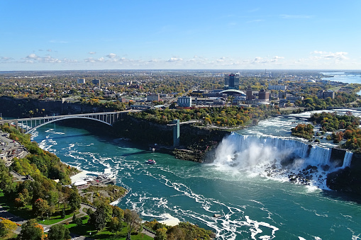 daytime view of the Montreal skyline from the Kondiaronk Belvedere (Quebec, Canada).