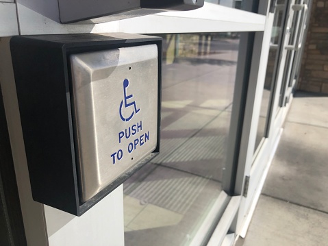 Handicap door open button