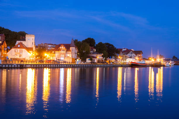 istock Panorama of Ustka at night 1132831020