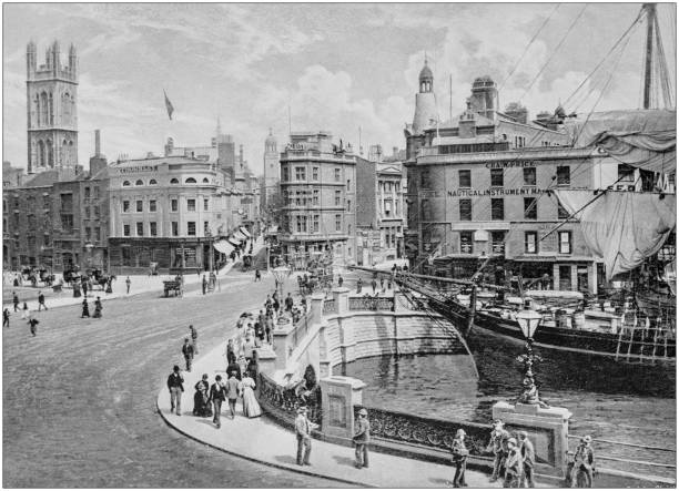 ilustrații de stoc cu fotografie antică alb-negru din anglia și țara galilor: bristol - bristol