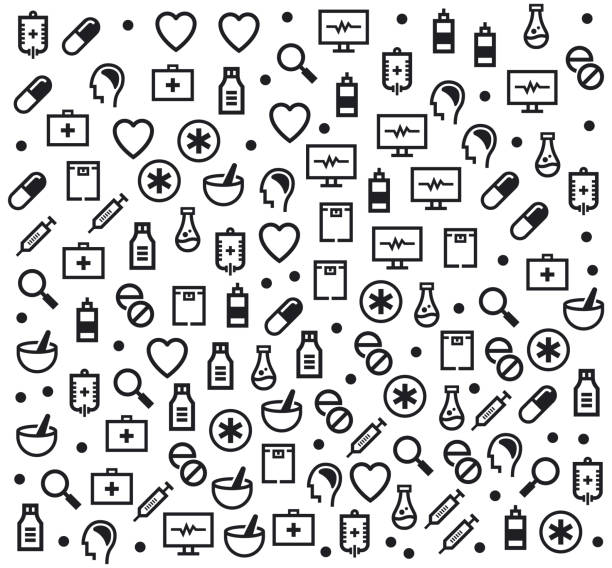 Complementary & Alternative Medicine Seamless Vector Pattern Seamless icon pattern with line vector illustrations of complementary and alternative medicine. complementary therapies stock illustrations