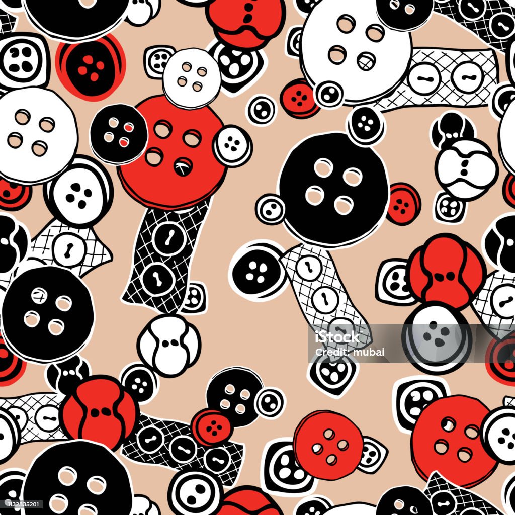 Vector Pattern Of Different Sewing Buttons Stock Illustration ...