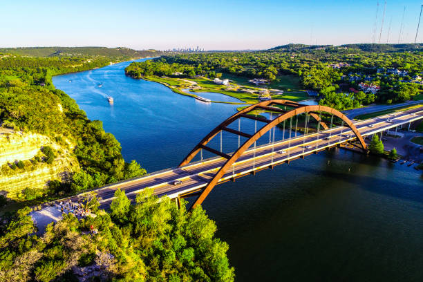 istock aerial drone view pennybacker bridge Austin Texas at sunset green spring landscape 1132835749