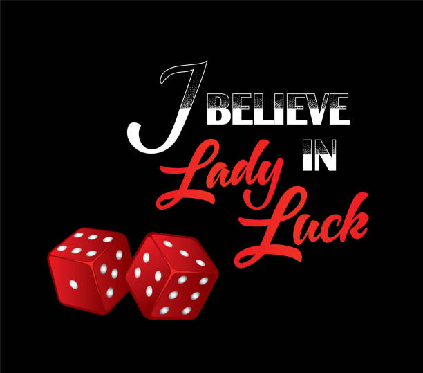istock Hand sketched I belive in Lady Luck T-shirt texture lettering typography with dice. Drawn inspirational quotation, motivational quote. Fortune logotype, badge, poster, logo, tag.  Vector illustration. 1132836497