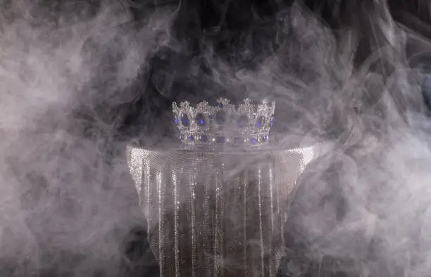 royal medieval crown in smoke