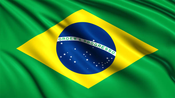 istock Brazilian flag with fabric structure in the wind 1132839030