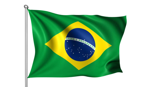 istock Brazilian flag with fabric structure in the wind 1132839032