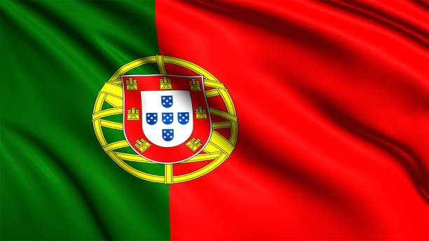 istock flag of Portugal with fabric structure in the wind 1132839049