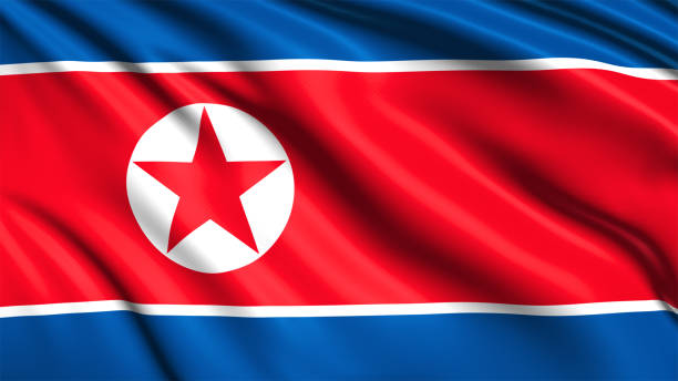 istock flag of North Korea with fabric structure in the wind 1132839061