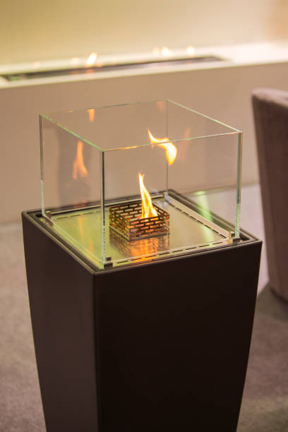 istock The flames in electric fireplace close-up. Interior design 1132846157