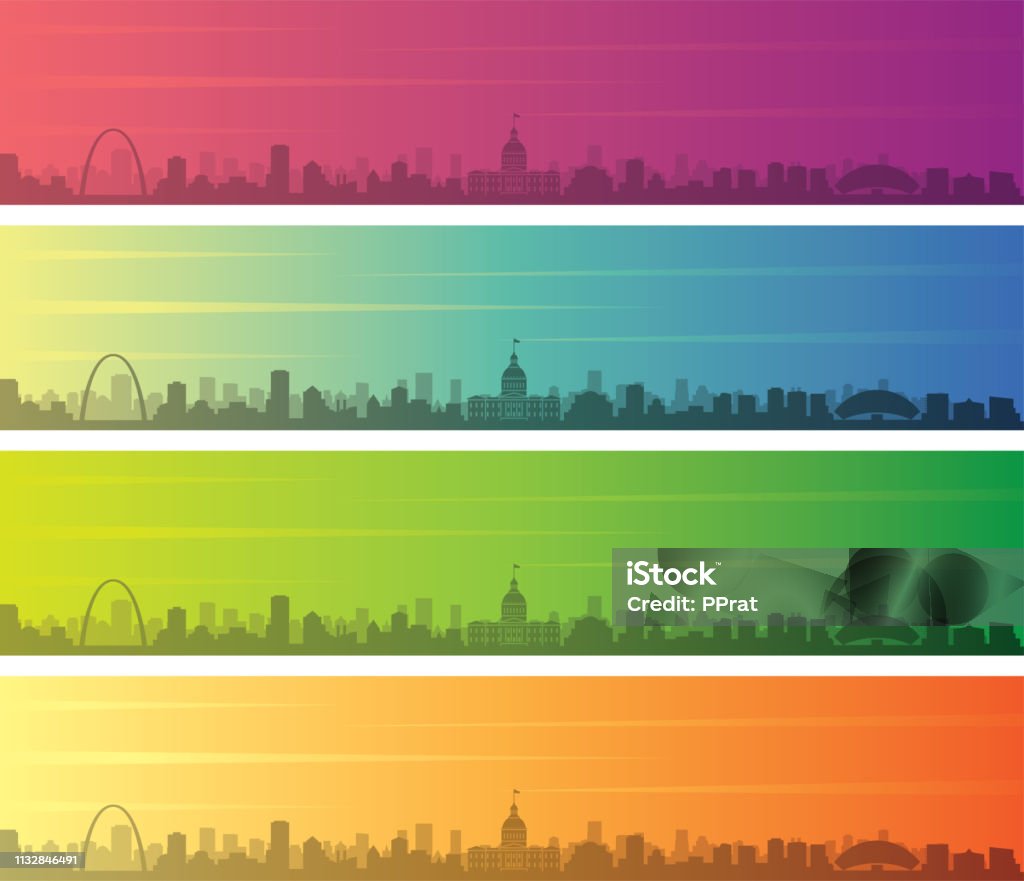 Saint Louis Multiple Color Gradient Skyline Banner Saint-Louis - Senegal stock vector