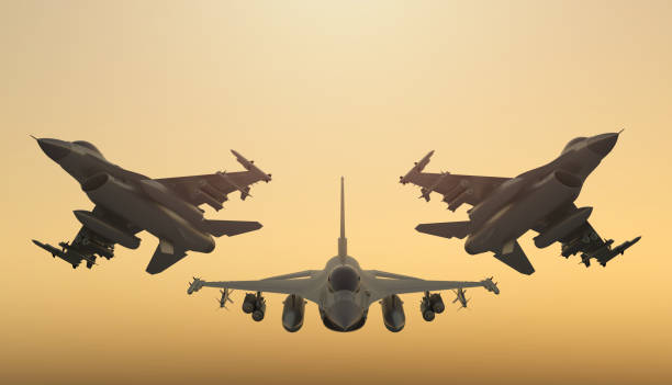 ● f-16 戦闘機飛行隊 - teamwork flying fighter plane airshow ストックフォトと画像