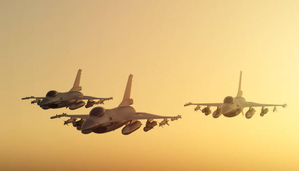 ● f-16 戦闘機編隊飛行飛行隊 - teamwork flying fighter plane airshow ストックフォトと画像