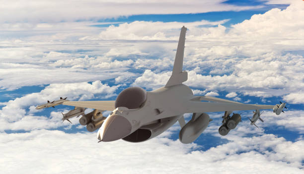 istock F-16 Fighter plane flying over the clouds 1132847427