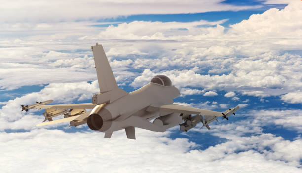 istock F-16 Fighter plane flying over the clouds 1132847486