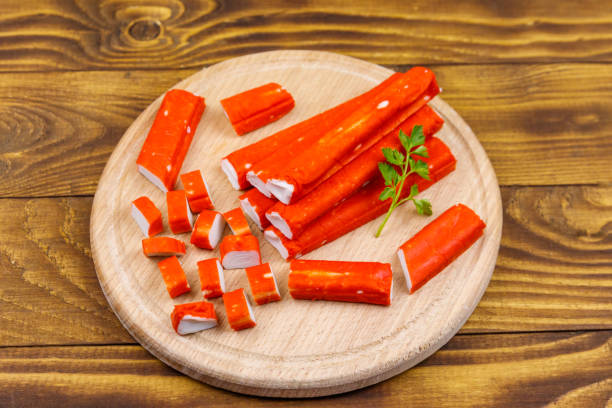 istock Crab sticks on cutting board on wooden table 1132847690