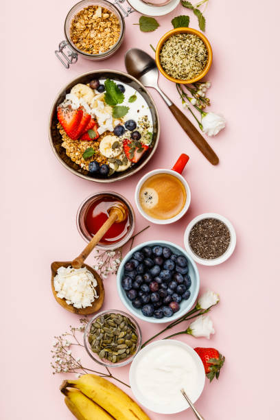 istock Healthy breakfast set with coffee and granola 1132848667