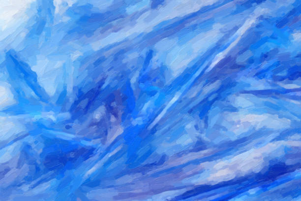 abstract impressionist art work - brush strokes of oil painting on canvas - blue and white abstract texture