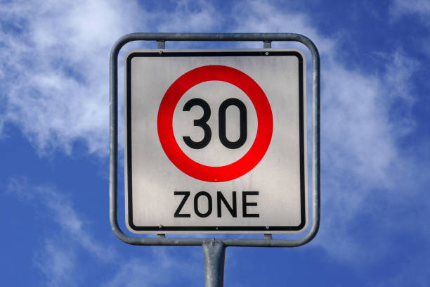 istock 0712 Traffic sign speed limit 30s zone, blue sky 1132853805