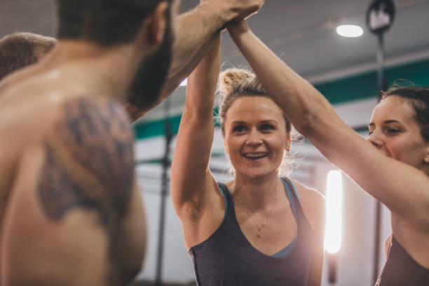 istock Happy friends after workout at the gym 1132853882