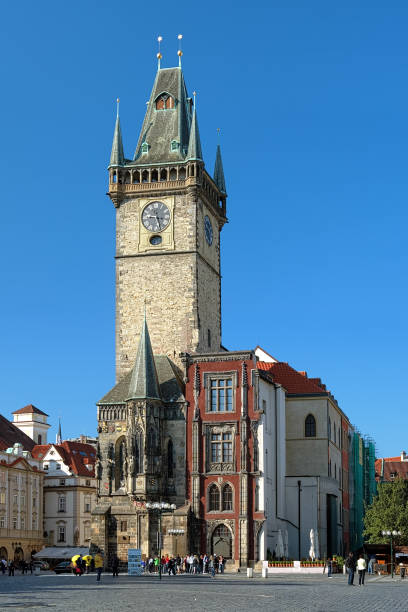 Prague, Czech Republic - September 14, 2012: Old Town Hall at the Old Town Square. The town hall was founded in 1338.