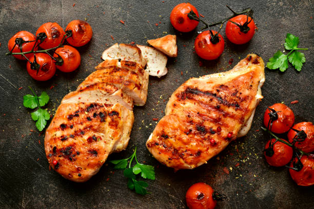 istock Grilled chicken breasts with roasted tomatoes 1132855981