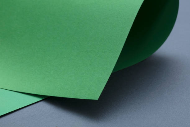 istock Green Curled paper on gray background. 1132857821