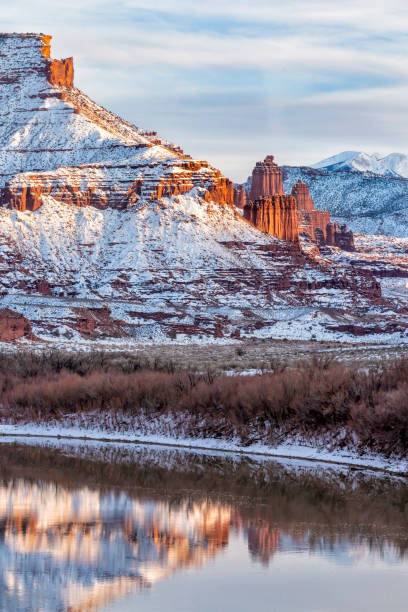 istock Fisher Towers Golden Light and Coll Snow 1132863336