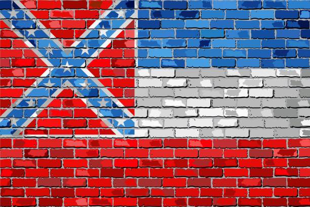 istock Flag of Mississippi on a brick wall 1132866046