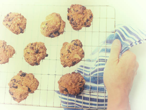 istock Hot Chocolate Chip Cookies on Cooling Rack 1132867175