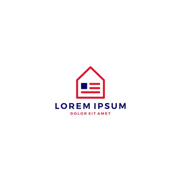 usa home house american flag usa home house american flag vector template icon american flag house stock illustrations