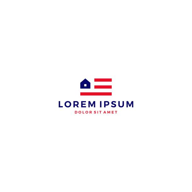 usa home house american flag usa home house american flag vector template icon american flag house stock illustrations