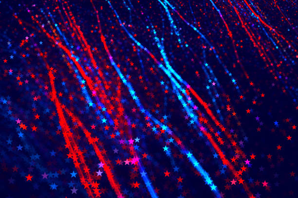 Blue Red Stars Background Neon Glitter Confetti Holiday Purple Pattern