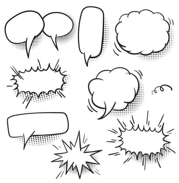 ilustrações de stock, clip art, desenhos animados e ícones de comic bubbles and elements - cartoon speech bubble bubble comic book