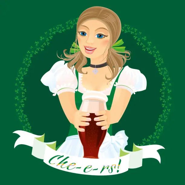 Vector illustration of Cheers! Happy St.Patrick's Day!