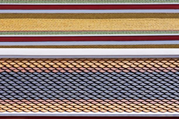 istock Buddhist temple's roof tiles. 1132882886