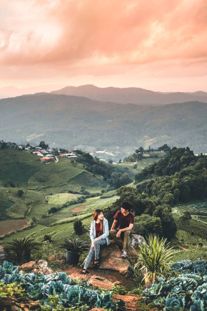 istock Hikers Couple on the mountain Adventure Time 1132884897
