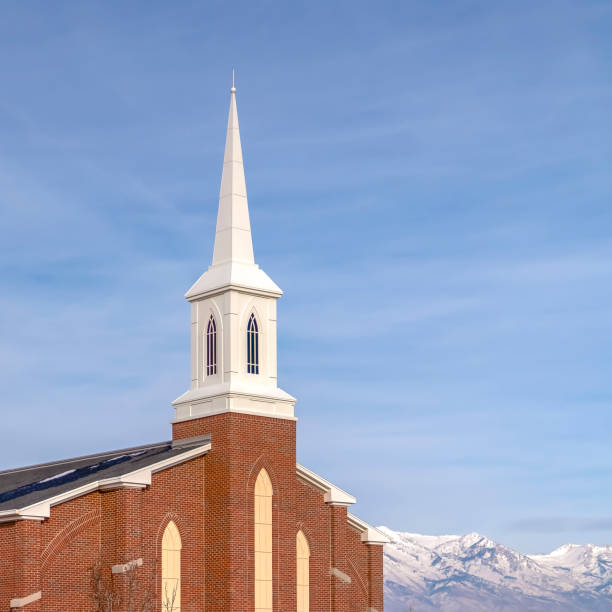 istock Church with mountain and cloudy sky background 1132892688