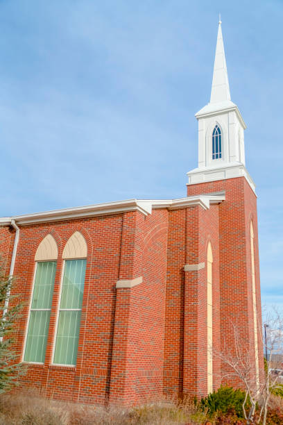 istock Church with arched windows and white steeple 1132892695