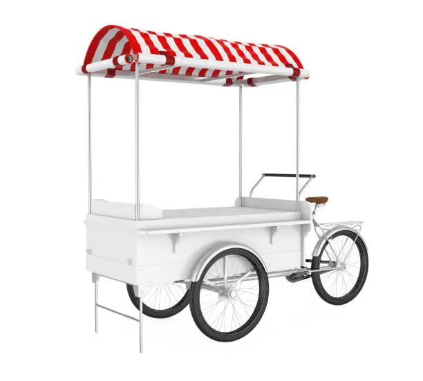 Bike Food Cart isolated on white background. 3D render