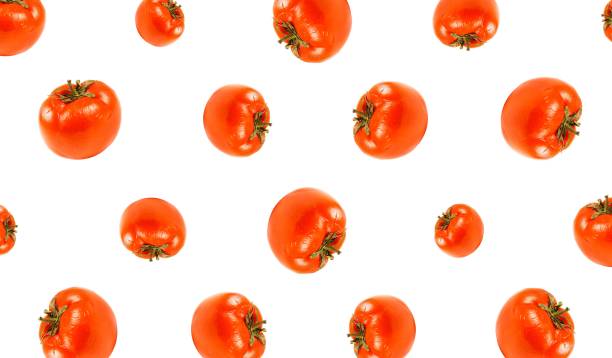 istock Pattern of sickly red tomato. Close up. Isolated on white background 1132894449
