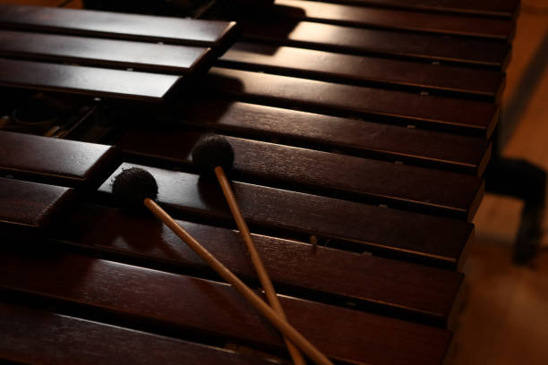 Percussion Instruments: Marimba marimba used by an orchestra or philharmonic performer. marimba stock pictures, royalty-free photos & images