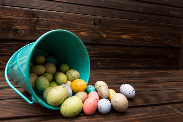 istock Colorful set of Easter eggs on a background 1132906026