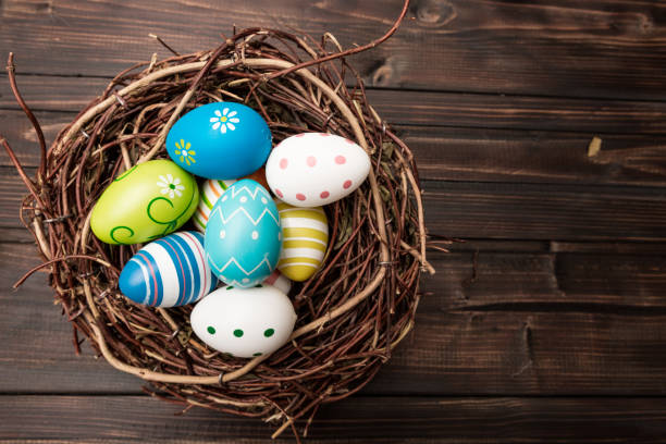 Colorful set of Easter eggs on a background