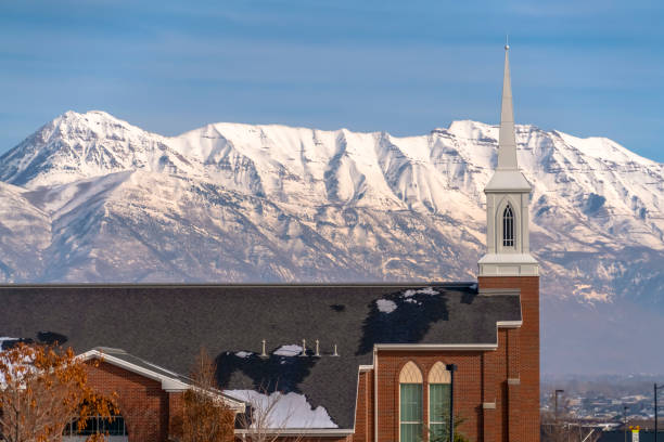 istock Mount Timpanogos behind a church in Eagle Mountain 1132906855