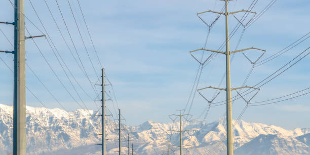 istock Power lines against Mount Timpanogos and blue sky 1132906875