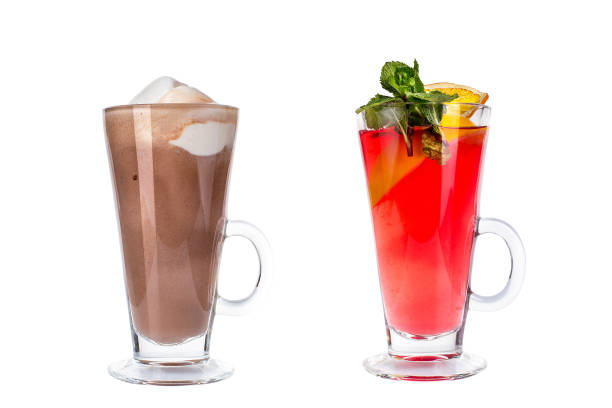 istock Various colorful cocktails in glass mugs on white background. 1132907314