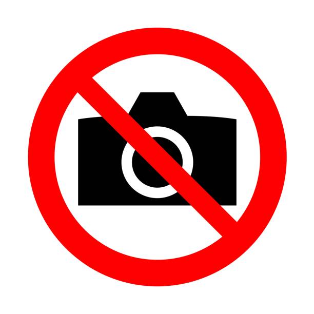 Shooting prohibited Mark for shooting prohibition. no photographs sign illustrations stock illustrations