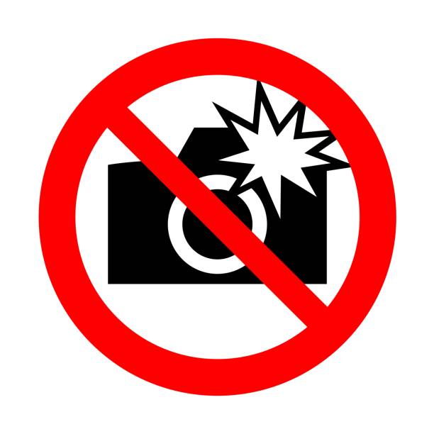 Flash prohibition Mark of flash prohibition. no photographs sign illustrations stock illustrations